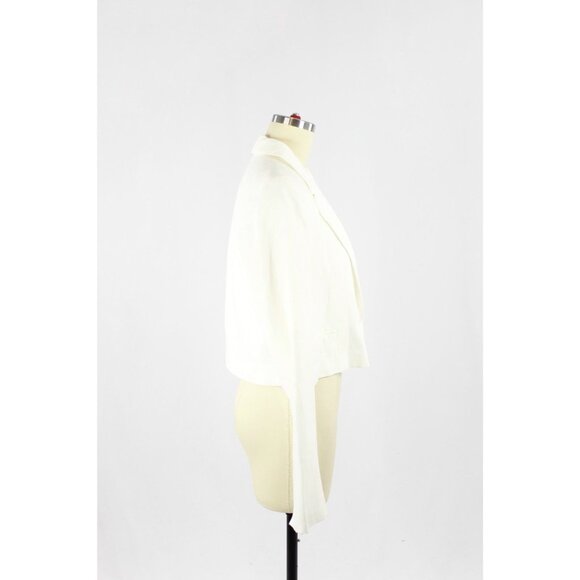 NWT ZARA White Cotton Linen Blend Cropped Single Breasted Blazer, Size M - Picture 2 of 16